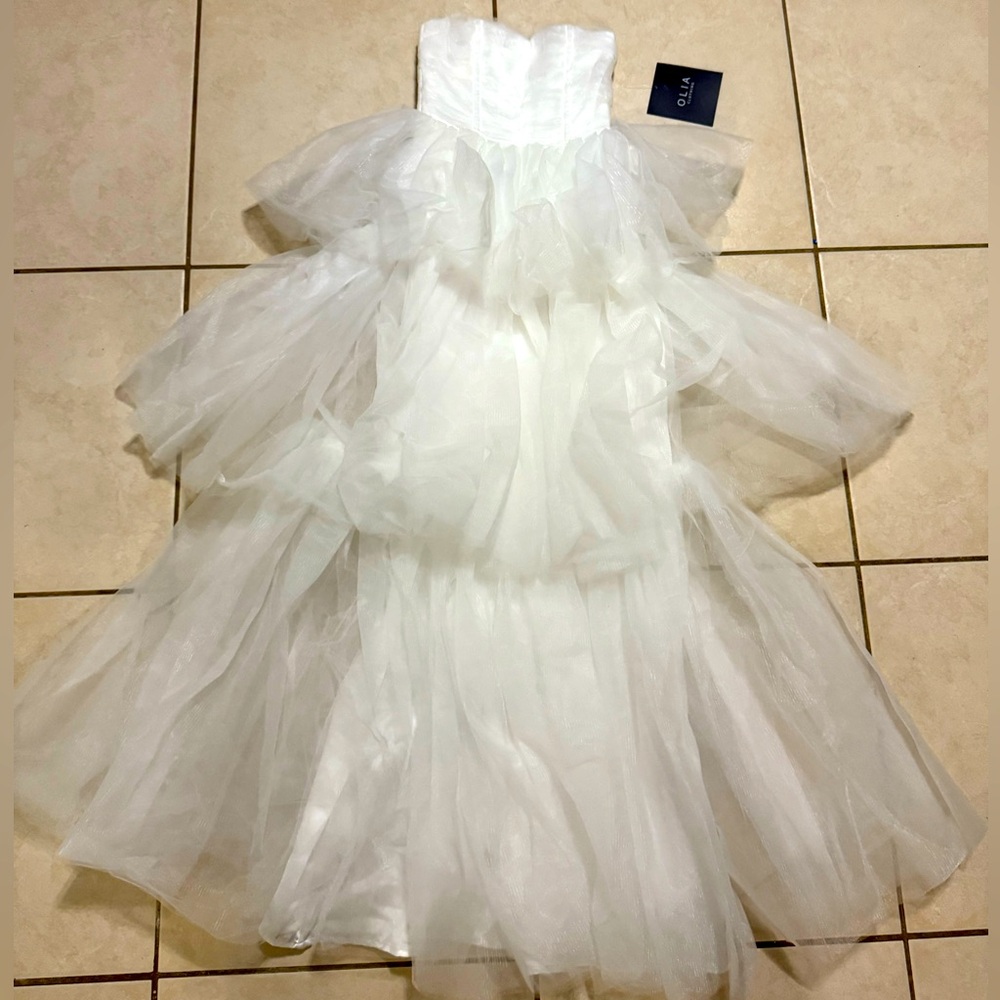 Strapless White Tulle Dress